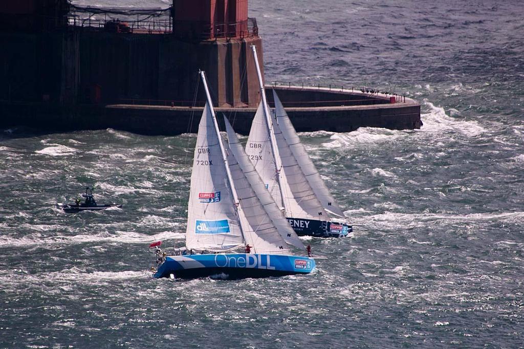 OneDLL and Old Pulteney during the start of race 11 from San Francisco in the 2013-14 Clipper Round the World Yacht Race. © Chuck Lantz http://www.ChuckLantz.com